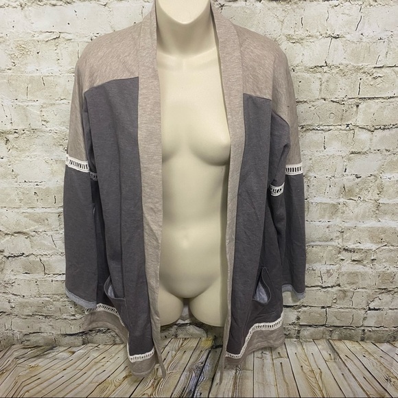 NWT She + Sky Brown Beige Open Front Cardigan - Picture 1 of 5